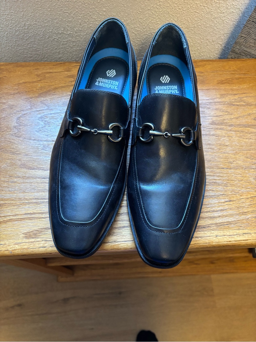 Johnston & Murphy Black Leather Bit Slip-On Loafers